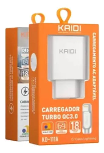 Carregador turbo  QC3.0 KD-111 Com Cabo