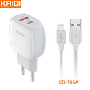 Carregador de Tomada USB e USB-C 20W Kaidi KD-106