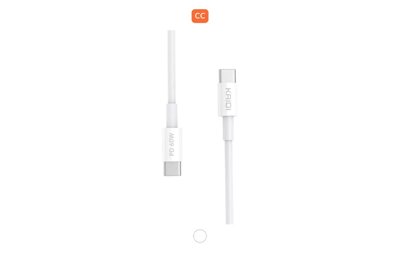 Cabo de Carregamento USB-C para Lightning PD 30W 1M Kaidi KD-26