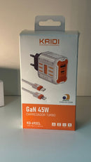 Carregador de Tomada Turbo GaN 45W Kaidi KD-692