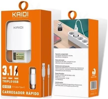 Carregador de tomada 3 saídas KD-557
