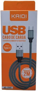 Cabo de Carregamento USB 2M Kaidi KD-336