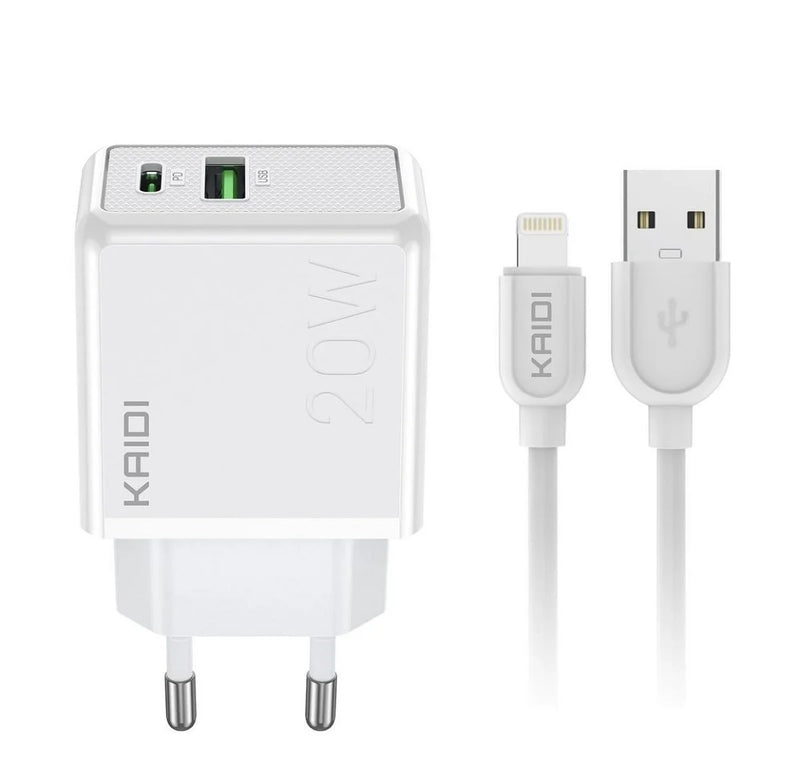Carregador de Tomada 2 Saídas (Tipo C e USB) KD-670 20W