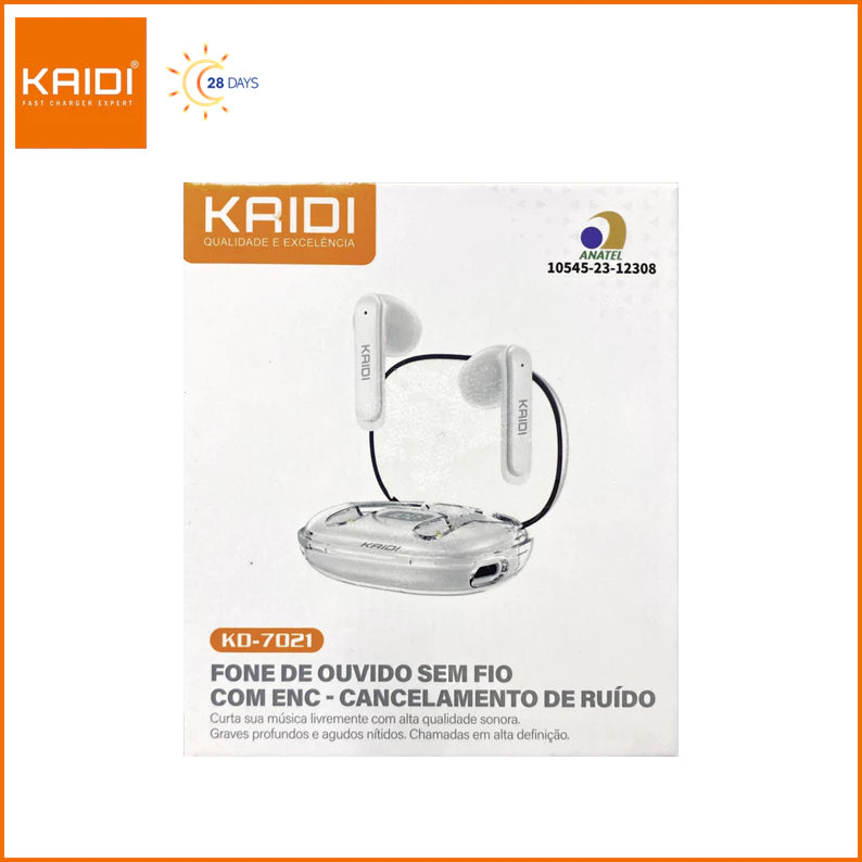 Fone de Ouvido Sem Fio com Enc-Cancelamento de Ruído KAIDI KD-7021