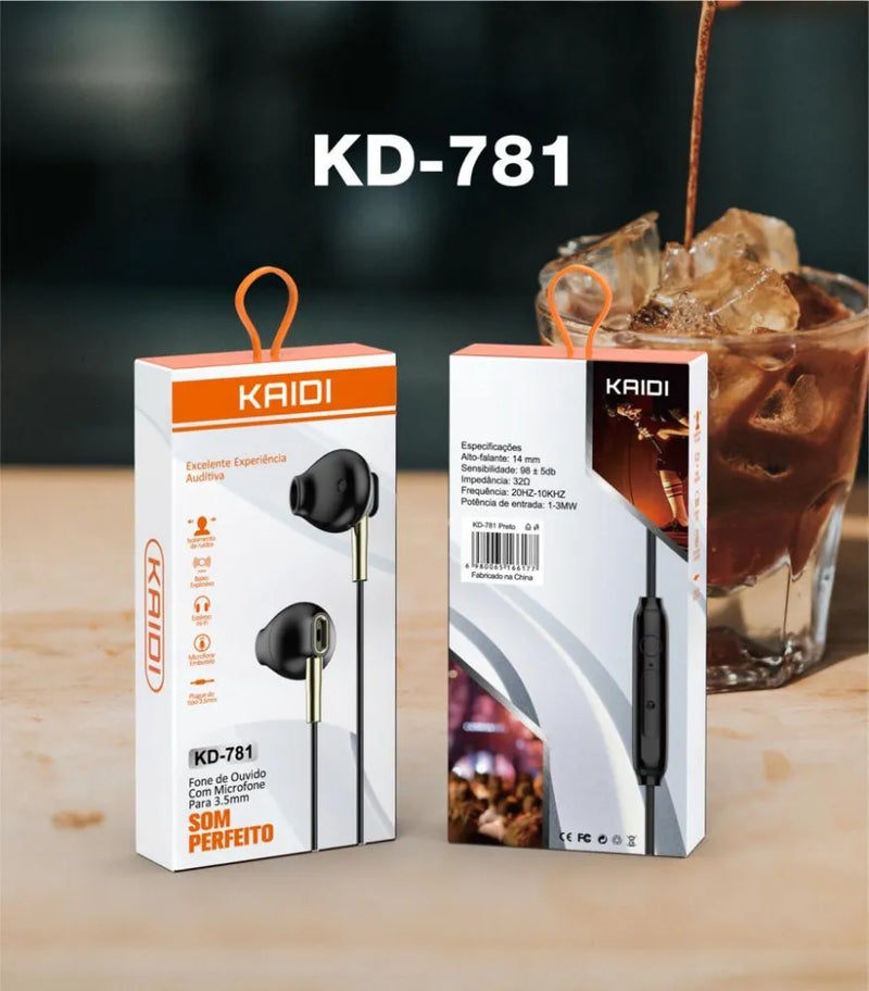 Fone de ouvido com fio KD-781