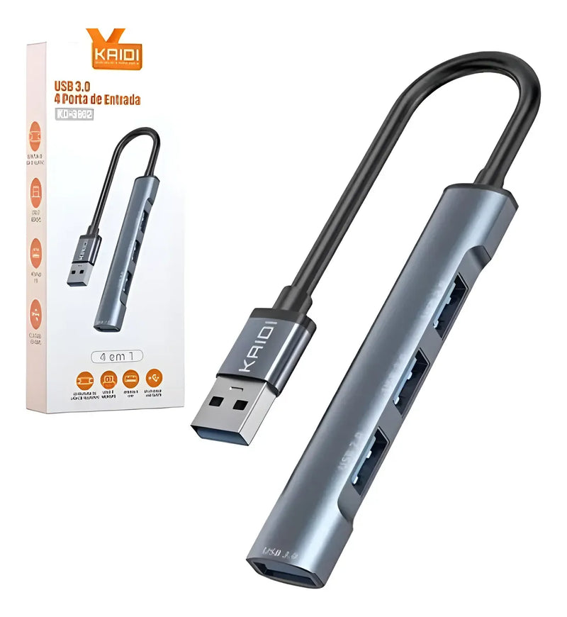 Adaptador Hub USB 3.0 Kaidi 4 Portas - KD 3802
