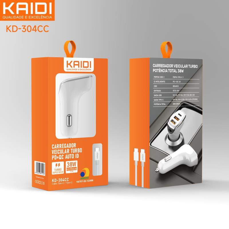 Carregador Veicular Turbo KD-304