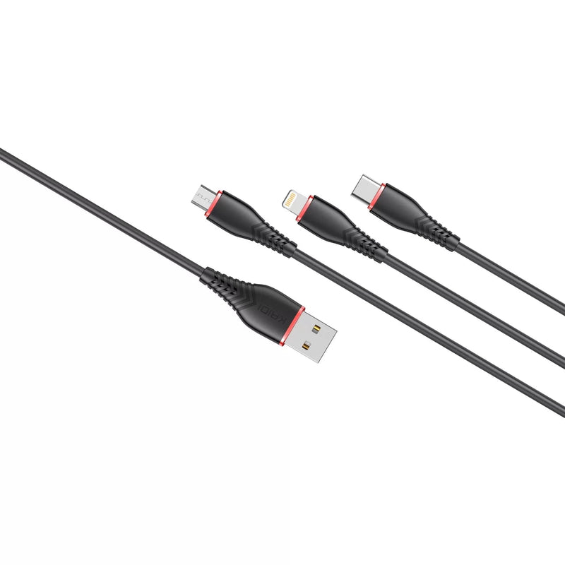 Cabo de Carregamento USB para Micro USB 3A 1M Kaidi KD-30