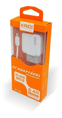 Carregador De Tomada 2 Saídas KD-301 Com Cabo