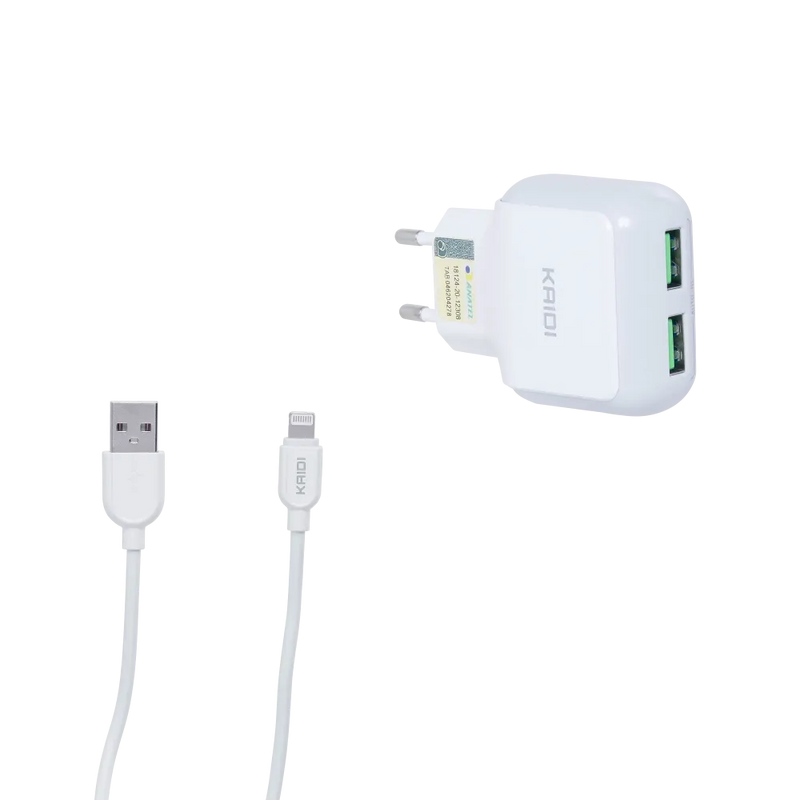 Carregador De Tomada 2 Saídas- KD-605A Cabo Lightning