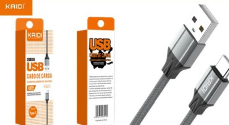 Cabo de Carregamento Turbo USB-C 1M Kaidi KD-335