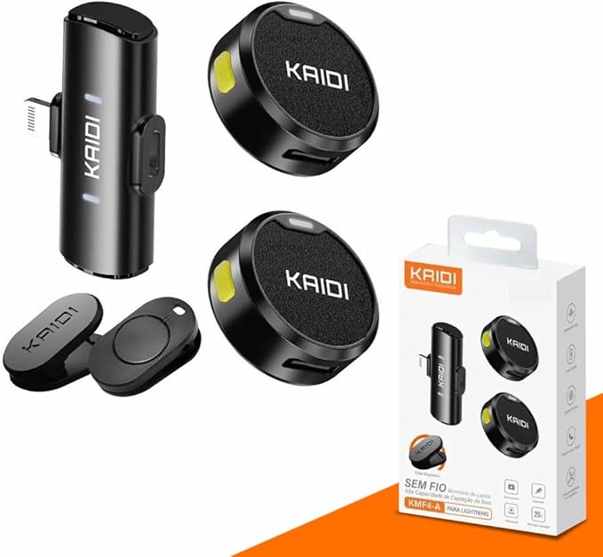 Microfone de Lapela SEM FIO  Kaidi KMF4-A Para Lightning