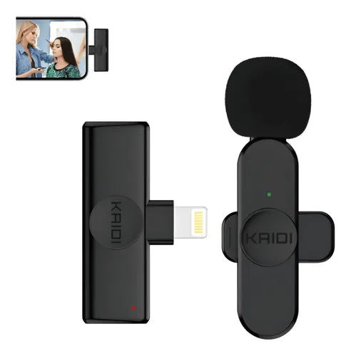 Microfone De Lapela Alta Captação SEM FIO KMF5-A Cabo Lightning