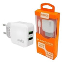 Carregador De Tomada 2 Saídas com Cabo  Kaidi KD-301