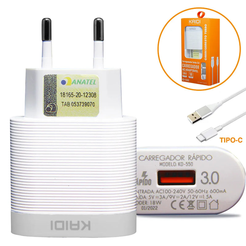 Carregador Saida USB 3.0 KD-550